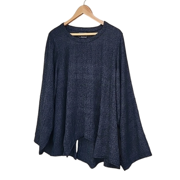 VINTAGE PRISA Boxy Tunic Top L XL 1X 2X Oversized Shirt Artsy Black Lagenlook - Picture 15 of 15